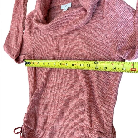 J. Jill Pink Cowl Neck Sweater Heathered Texture Cinched Hem Womens Small Pink - Picture 11 of 11